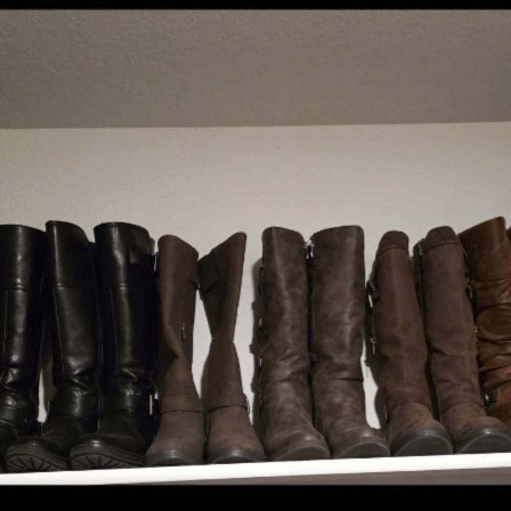 Women's Over the Knee Boots - Black and Brown